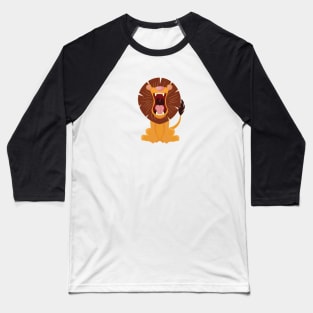 Cartoon Roaring Lion Baseball T-Shirt
